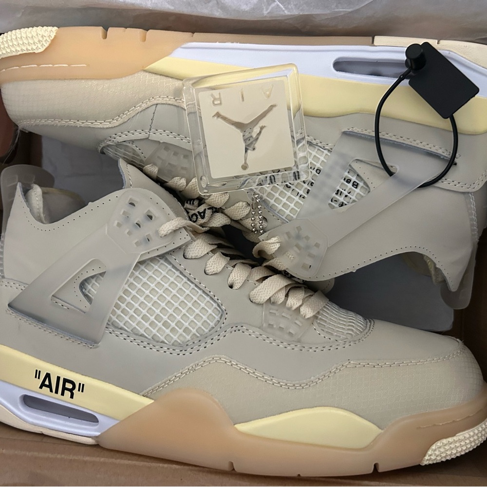 Jordan Men's Sneakers in White and Cream with Yellow Accents